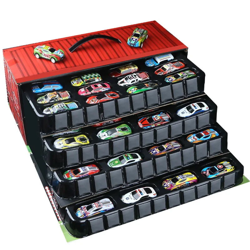 48pcs Metal Iron Alloy Cars Truck Toys Train Track Set Slot Car Models for Children's Toys Boy Miniature Trolleys Christmas Gift