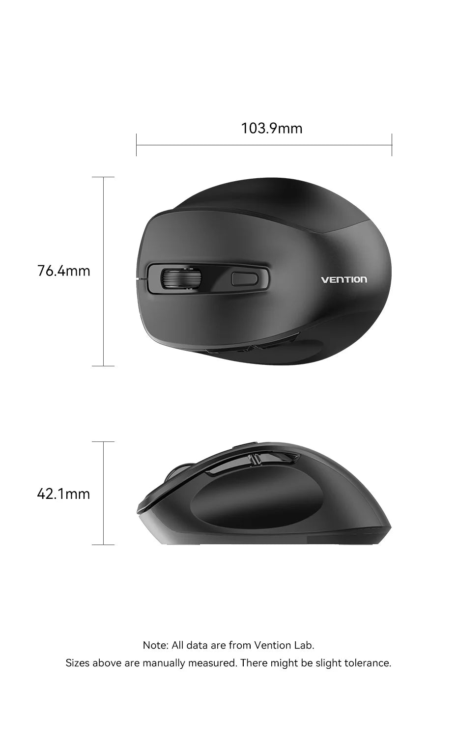 Vention Kabellose Bluetooth 5.1 Maus USB 2.4G Dual-Mode Ergonomische 4000 DPI Stille 6-Tasten-Maus für MacBook Tablet Laptop PC Mäuse