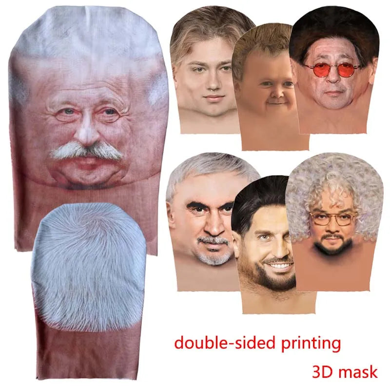 Party Requisiten Neue 3D Vollgesichtsmaske Doppelseitiger Druck Elastische Netzmaske Sturmhaube Mütze Kopfbedeckung Halloween für Erwachsene Unisex