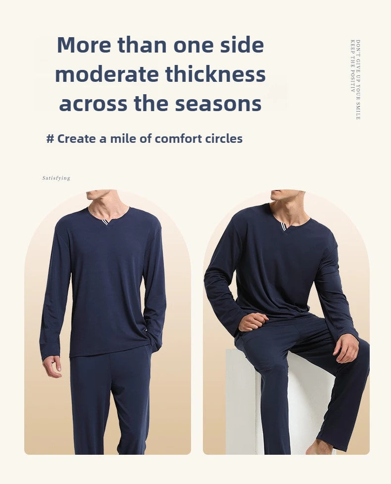 Herren Schlafanzug Set Ultrafeiner Tencel Modal Frühling und Sommer Komfort Loungewear Luxus Herren Pyjama