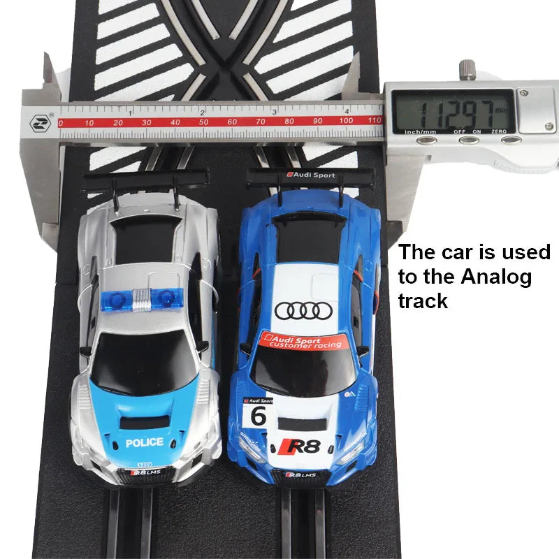 Analog Slot Car Rennen R8 Polizei 1 43 Set Elektrisches Auto Geschenk Kinder für Scalextric Compact Go Ninco Scx Cars Spielzeug