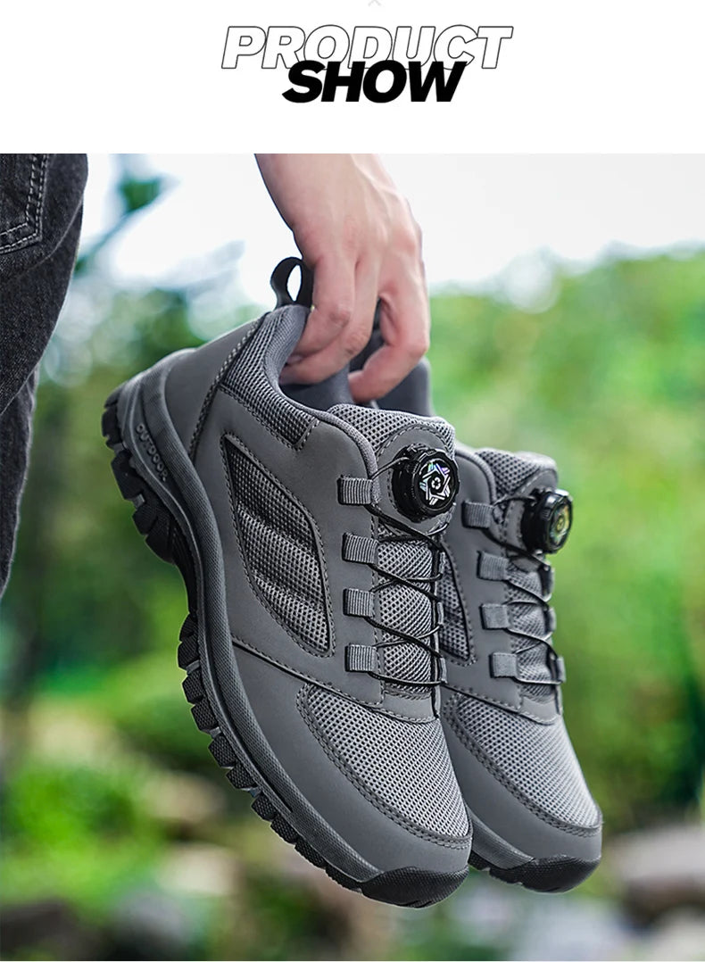 Herren-Outdoor-Sportschuhe für Frühling und Herbst mit drehbarer Schnalle, bequem, rutschfest, Wanderschuhe, große Größen 39–48