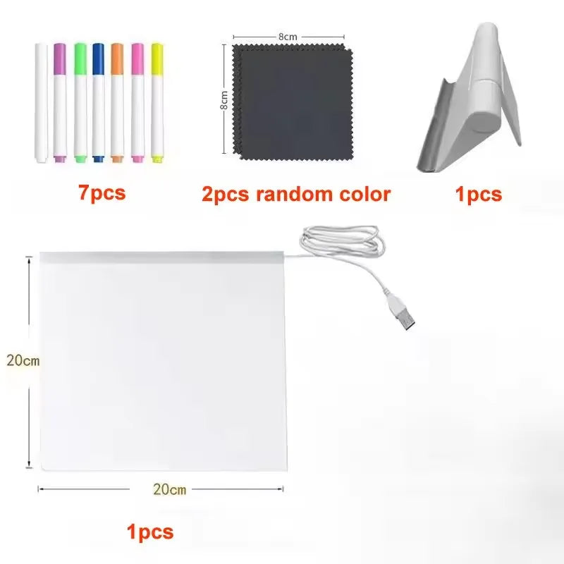 LED Leuchtende Acryl-Nachrichtentafel, löschbar, USB-Zeichentafel, Geburtstagsgeschenk, Bar-Werbung für kreative Aktivitäten mit Ständer