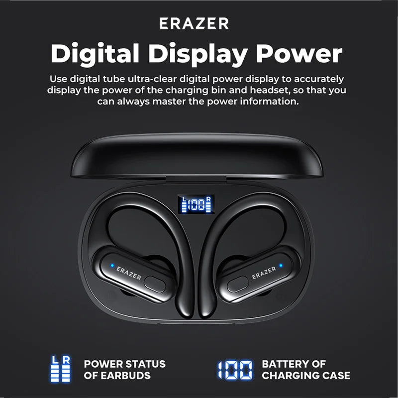 ERAZER XT60PRO Sport-Wireless-Kopfhörer Bluetooth-Ohrhörer In-Ear-Kopfhörer mit Geräuschunterdrückung und Mikrofon Ohrbügel