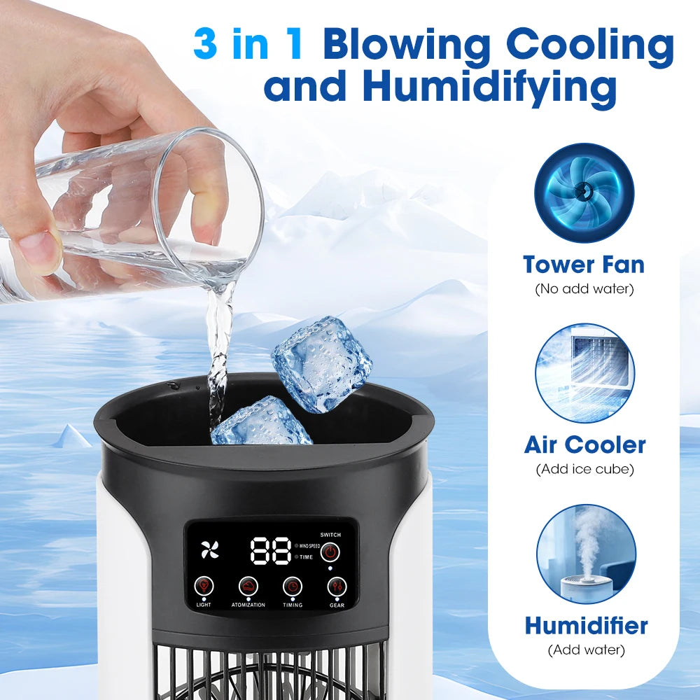 Desktop-Klimaanlagenlüfter 300 ml Wasser-/Eiskühlungsventilator 6 Geschwindigkeiten Kleiner Klimaanlagen-Luftbefeuchter-Kühlerlüfter mit Umgebungslicht Hauptbild