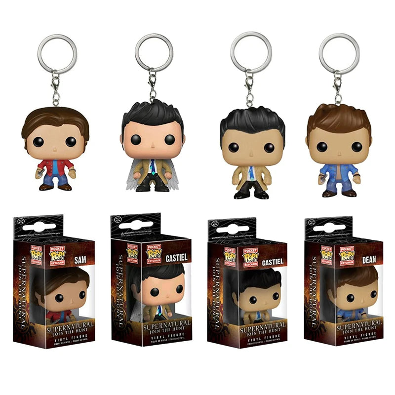 FUNKO POP Supernatural Neue Figur Castiel mit Flügel Sam SCHLÜSSELANHÄNGER Spielzeug Vinylfigur Sammlung Pocket Schlüsselkette Spielzeuge