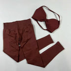 UETEEY Set für Damen, Trägerloser Yoga-BH, Sport-Top, Workout-Leggings-Set, Nahtloses Fitnessstudio-Set, Fitnesskleidung, Outfit, Activewear
