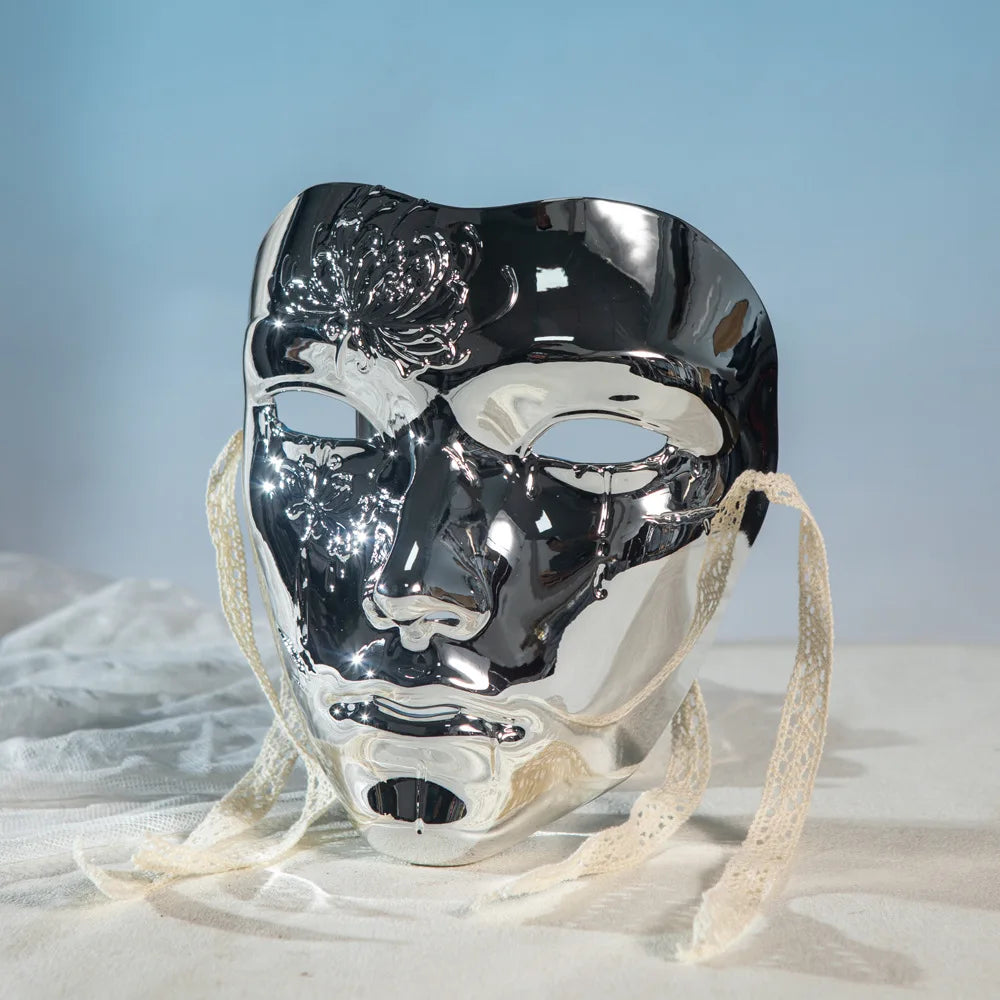 Maskerade Maske Metallic Farbe Halloween Maske Vollgesicht Für Frauen Männer Cosplay Maskerade Kostüm Zubehör