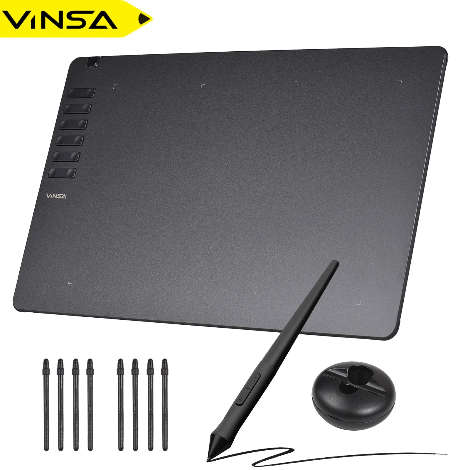 VINSA T1161 Grafiktablett Ultradünnes Kunst-Design-Skizze mit batterielosem Stift 8 Stiftspitzen 8192 Druckstufen Hauptbild