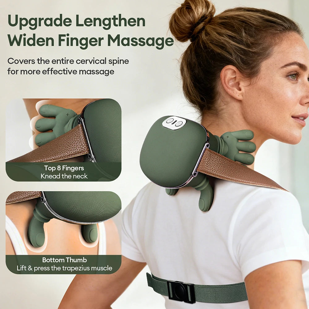 4D Bionic Finger Nacken-Schulter-Massagegerät Kabelloses Nacken-Halswirbel-Trapezius-Knetmassage-Schal Bürstenloser Motor Nackenmassagegerät