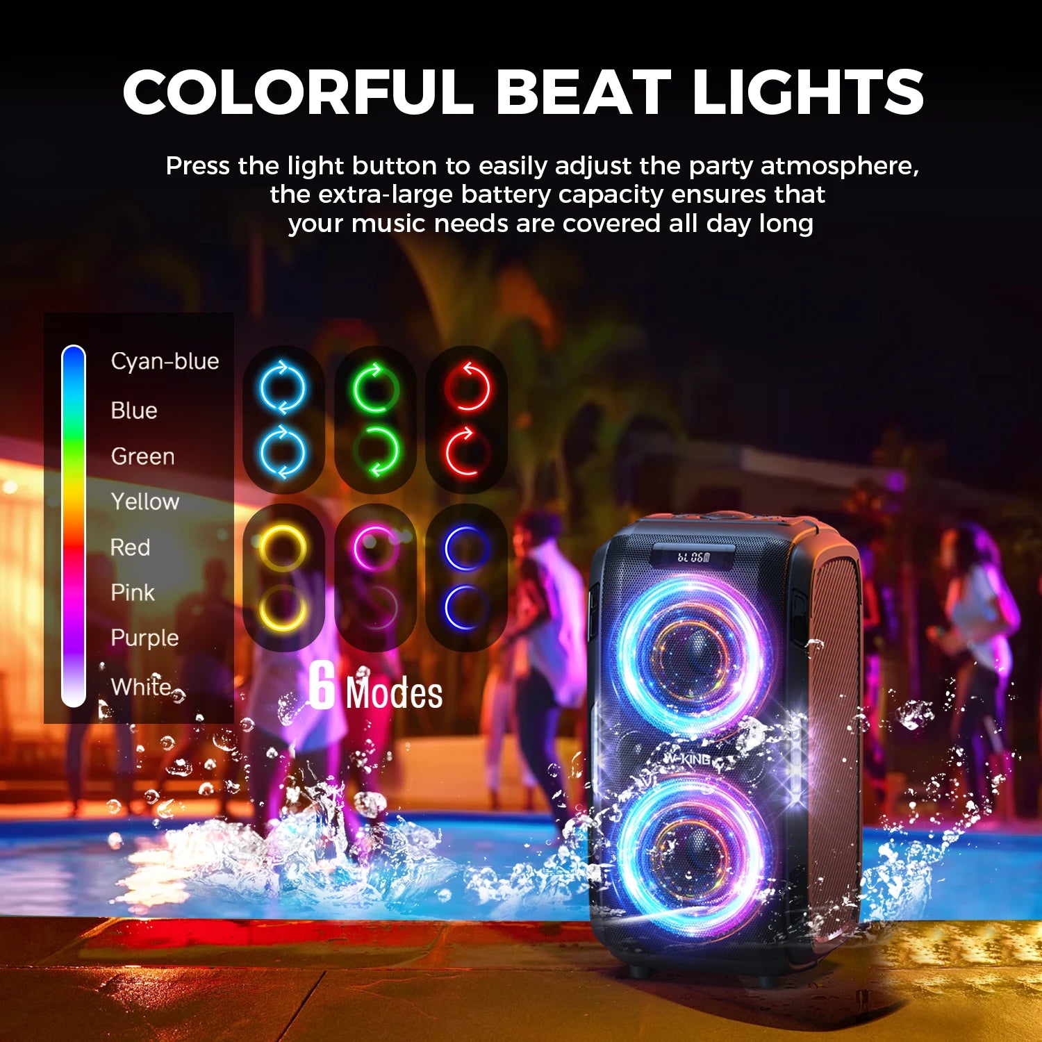 W-KING 250W PEAK Großer Bluetooth Lautsprecher Lauteste/Massive 120dB/12 Custom Bass, V5.3 Big Party Boombox Tragbarer Kabelloser Lautsprecher