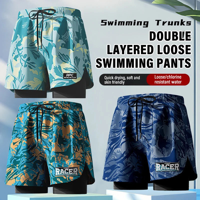Badeboxer Herren Badehose Set Neu Strandbadehose Für Erwachsene Schnell Trocknende Surf-Badeshorts mit Futter Schwimmhose