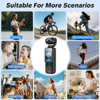 W&O 4K HD Action-Kamera, 1,9'' CMOS-Sensor, um 180° drehbar, USB-wiederaufladbar, tragbare Sport-Vlogging-Kamera für tägliche Aufnahmen