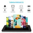 PRITOM 7 Zoll Tablet PC 32 GB Android 11 mit Quad-Core-Prozessor HD-IPS-Display Dual-Kamera WiFi mit PU-Schutzhülle