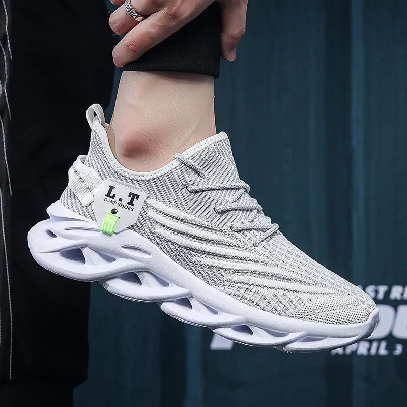 YRZL Herren Sportschuhe Laufen Schwarz Jogging Freizeit Sneaker Outdoor Atmungsaktives Mesh Damen Leichte Stoßdämpfung Schwarz Tennis