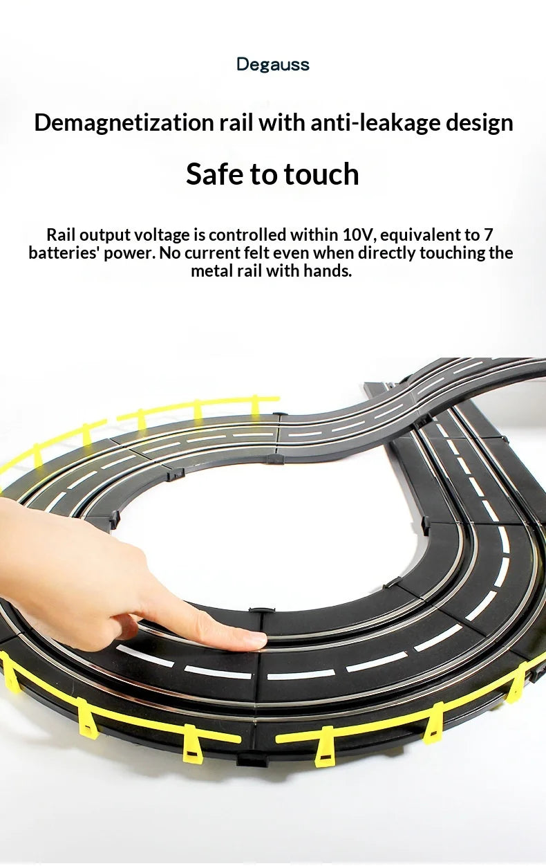 Elektrische ferngesteuerte Slot-Car-Rennbahn, groß, 2 Spieler, wettbewerbsfähig, Dual-Modus, ferngesteuert, einstellbar, Spleißen, Kinder-Erwachsenen-Geschenkset