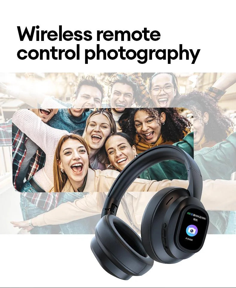 AI LCD Touchscreen Shock Bass Headsets HIFI Sound Kabellose Bluetooth-Kopfhörer ANC Geräuschunterdrückung Gamer-Ohrhörer mit Mikrofon