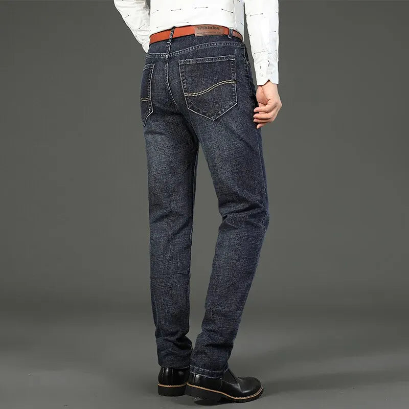 Wthinlee New Business Men's Jeans Casual Straight Stretch Fashion Classic Blue Black Work Denim Trousers Male Brand Clothing Main image