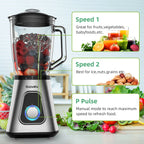 BioloMix Professional 1300W Standmixer mit 1,5L BPA-freiem Glaskrug, perfekt für gefrorene Smoothies und hausgemachte Saucen