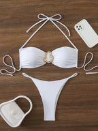 Sexy Bandeau Bikini Damen Badeanzug 2026 Zweiteiliger Bademode Tanga Bikinis Set Damen Badeanzug Push Up Strand Schwimmbekleidung