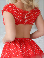 Gepunktetes sexy Tutu Damen Dessous Set Hochwertig, modisch und exquisit, schulterfreies zweiteiliges Set mit Schlitz