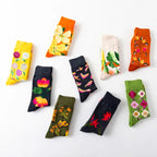 1 Paar Damensocken Cartoon Hund Krake Blume Pflanze Kawaii Lustige Freizeit Damen Baumwollsocken Strümpfe Streetwear Harajuku Crew Socken