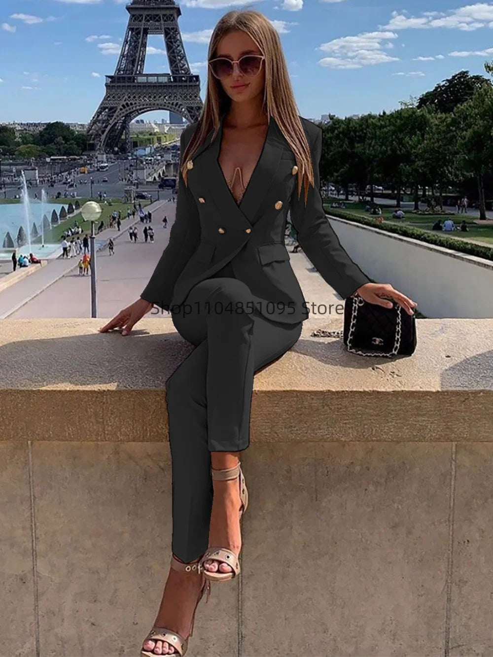 Neue elegante Hosenanzüge Damen Western-Stil Beige 2-teiliges Set glättet Ihre Silhouette für Pendeln Freizeit Damen Anzüge Set