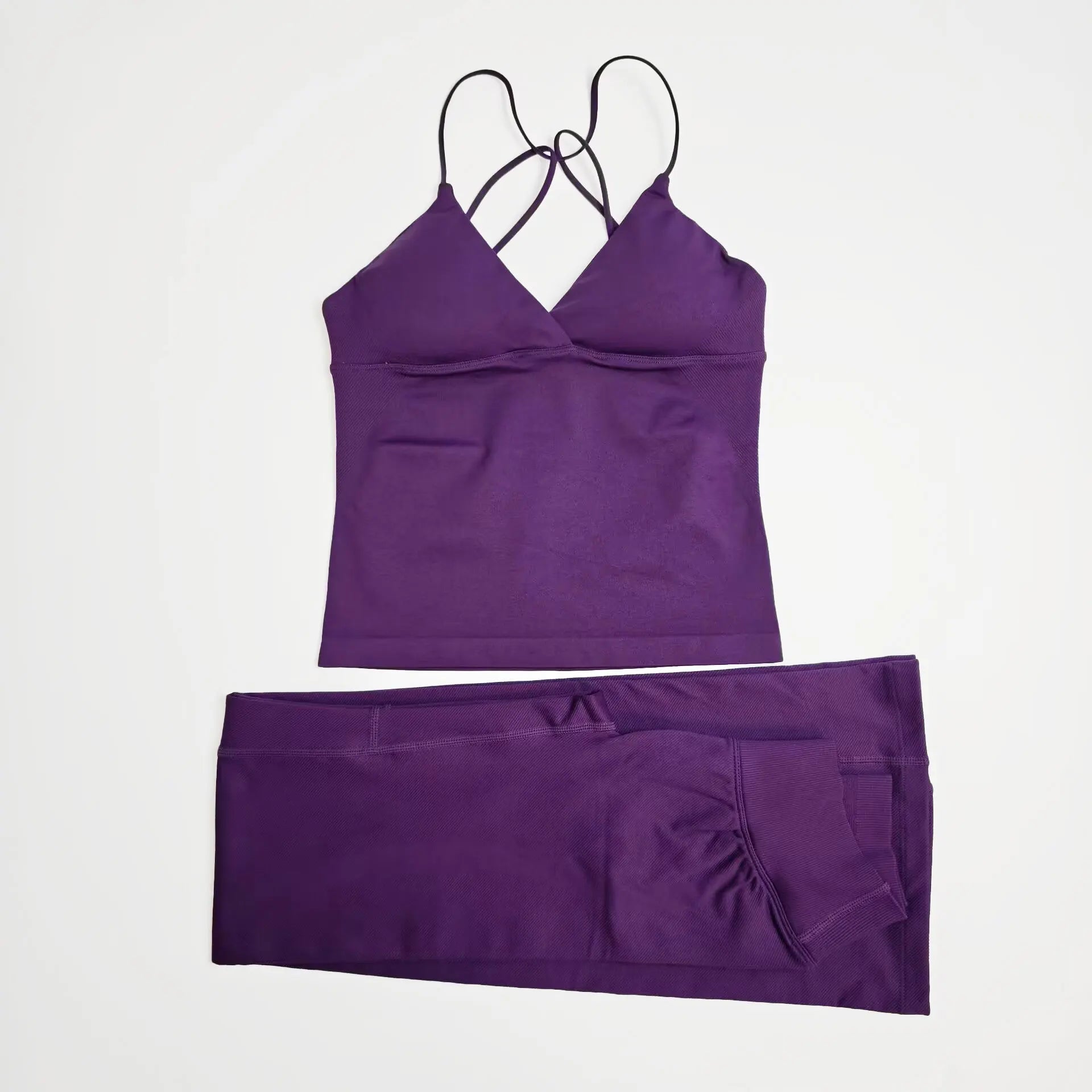 NCLAGEN Damen-Sportbekleidung, Vision-Set, verdrehtes Langarm-Oberteil vorne + Schlaghose, 2-teiliger Fitnessanzug, Trainings-Lauf-Outfit, Fitnessstudio-Kleidung