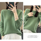 100 % Merinowolle Pullover Damen O-Ausschnitt Kaschmir Strickwaren Female Pullover Herbst Winter Freizeit Oberteile Einfarbig Weiche Kleidung