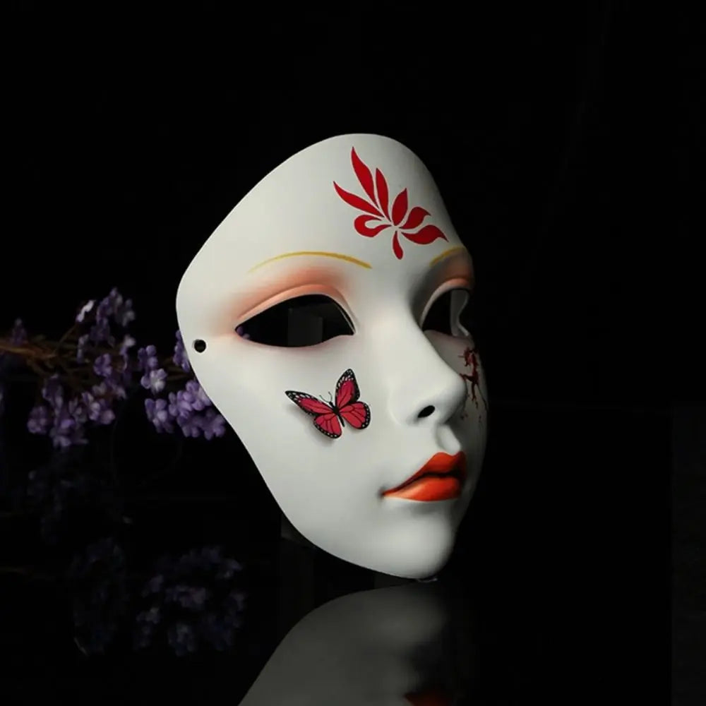 Party Supplies Vollgesichts-Cosplay Geisha Maske Blumen-Verkleidung Hanfu Cosplay Maske Maskerade Gruselige japanische Maske Kinder