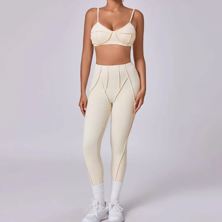 Nahtlose Yoga-Sets Sport-Fitness Hochbund-Hüfthebe-Formhose Rückenfreier BH-Anzug Workout-Gym-Leggings-Sets für Damen