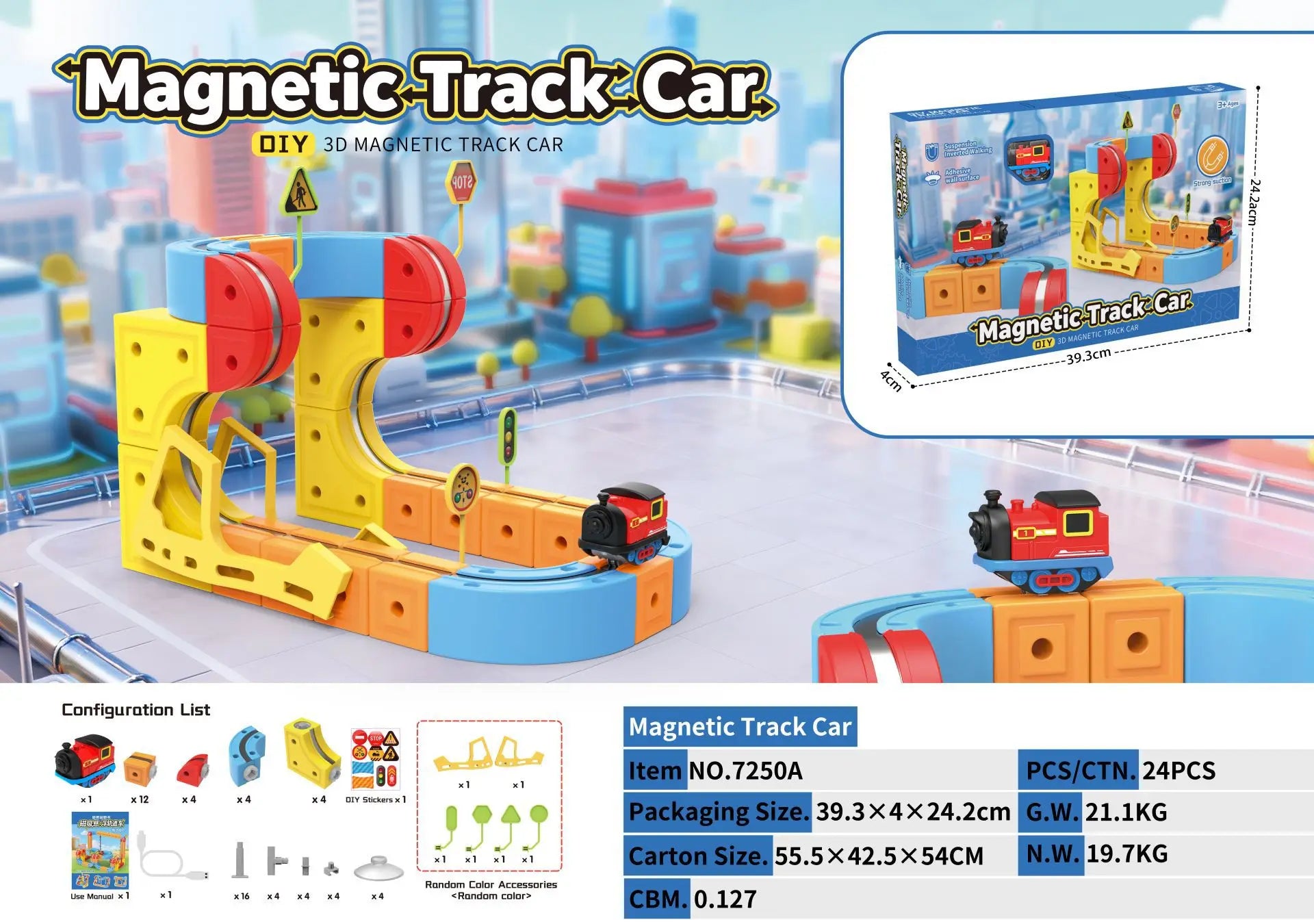 Elektrisches Magnetschwebebahn-Set für Kinder – Anti-Schwerkraft DIY Montage Magnetische Montageschiene Lernspielzeug für Jungen
