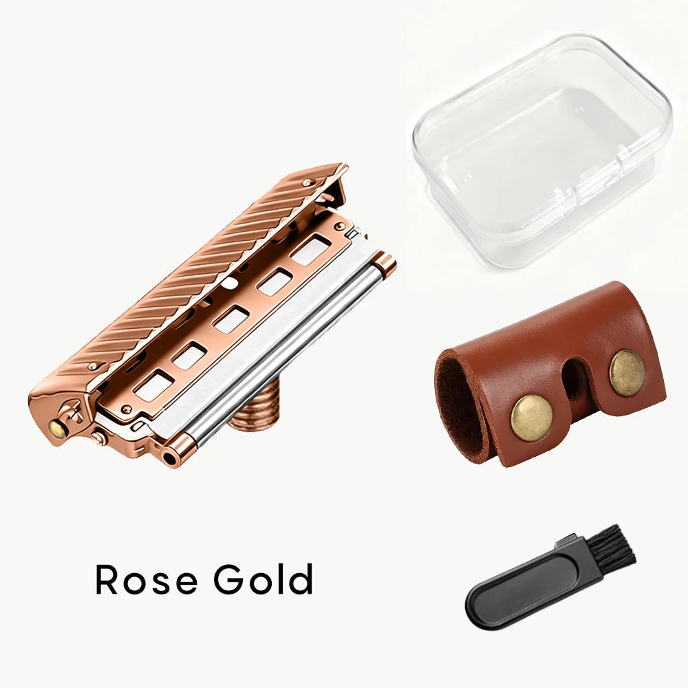 Shavcooo Glide Pro 4D Edelstahl Sicherheitsrasierer Umweltfreundlicher Dual-Halb-Rasierer für Herren und Damen Geschenkset mit Reiseetui