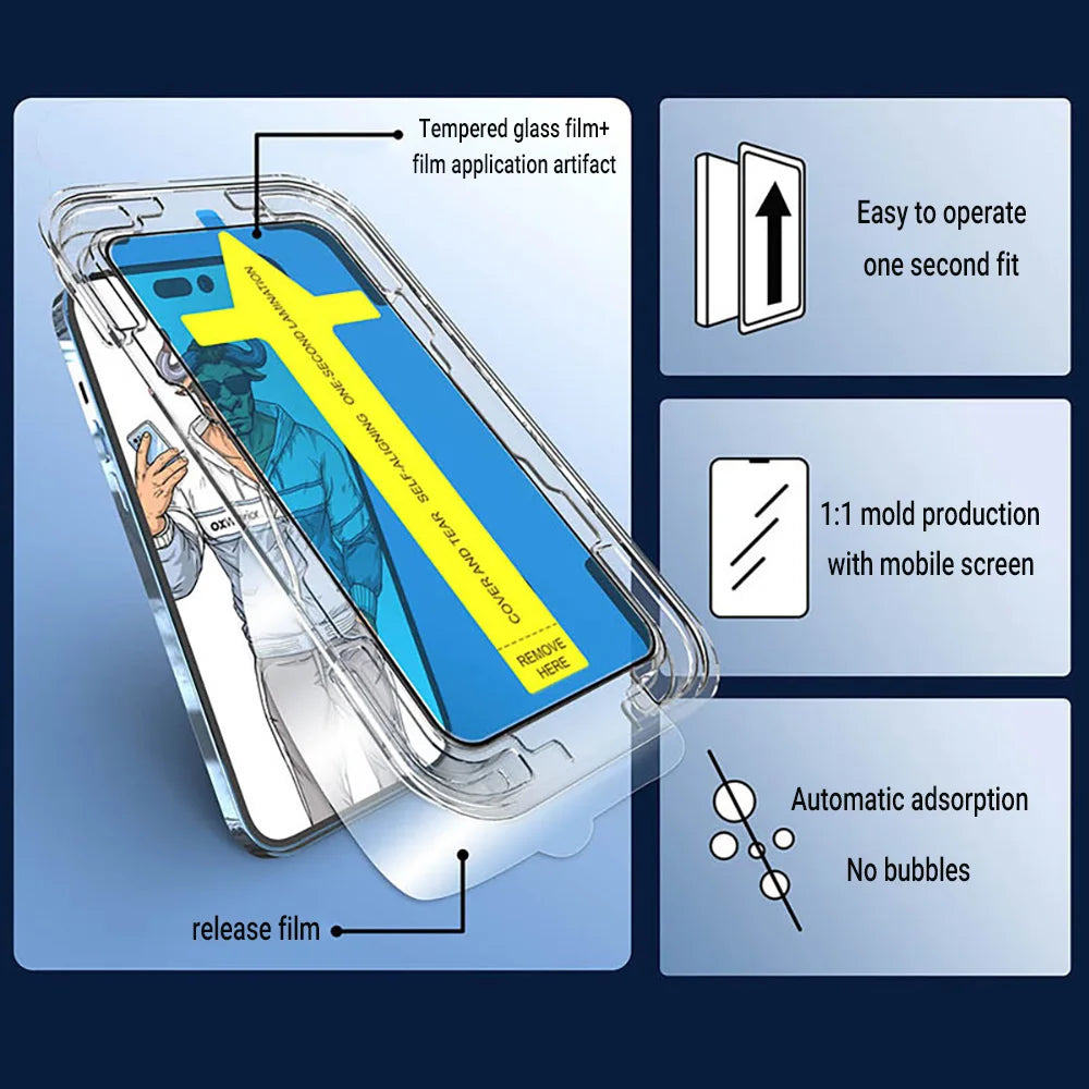 Oleophobe Beschichtung Staubfrei Einfache Installation Displayschutzfolie Für iPhone 17 16 15 13 11 12 14 Pro Max Air SE 7 8 Plus XR Glas