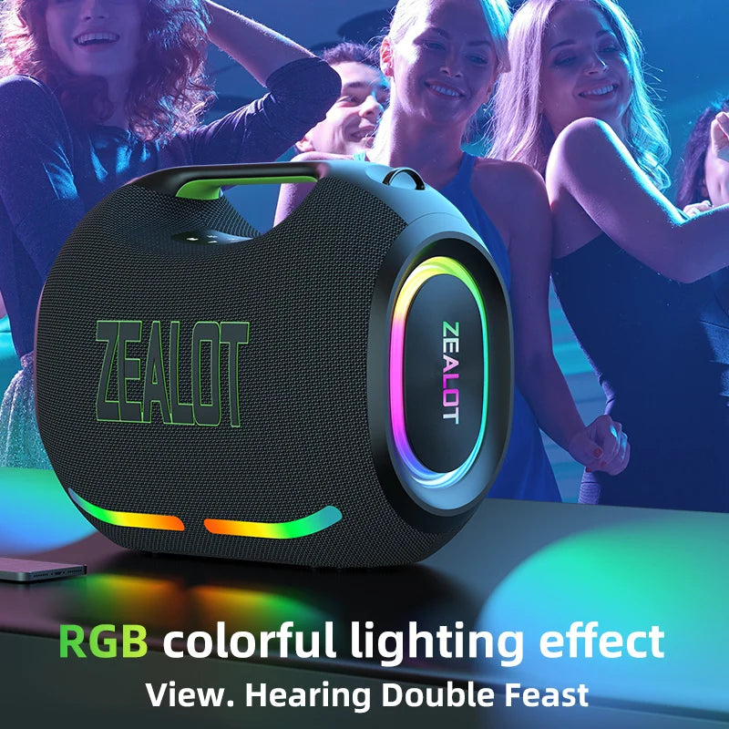 ZEALOT ZE21 250W kabelloser Lautsprecher, tragbar für Outdoor, 48000mAh lange Akkulaufzeit, mit RGB-Farblichtern, bis zu 18 Stunden Wiedergabezeit.