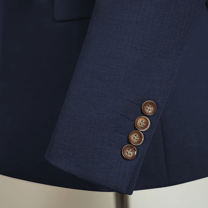 ST Cassy Dunkelblau Eleganter Herrenanzug 2-teiliges Set Moderne Hochzeitsanzüge für Herren Stilvoller Business-Büroanzug