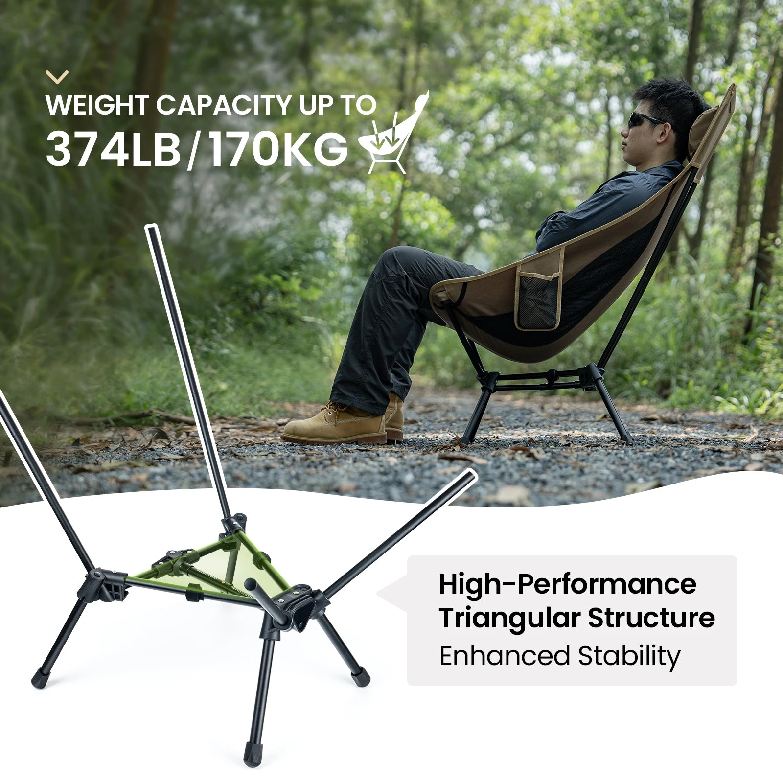 OneTigris Portable Tigerblade Campingstühle Klappstuhl Angelstuhl Für Trekking BBQ Partys Garten Strand Indoor-Einsatz