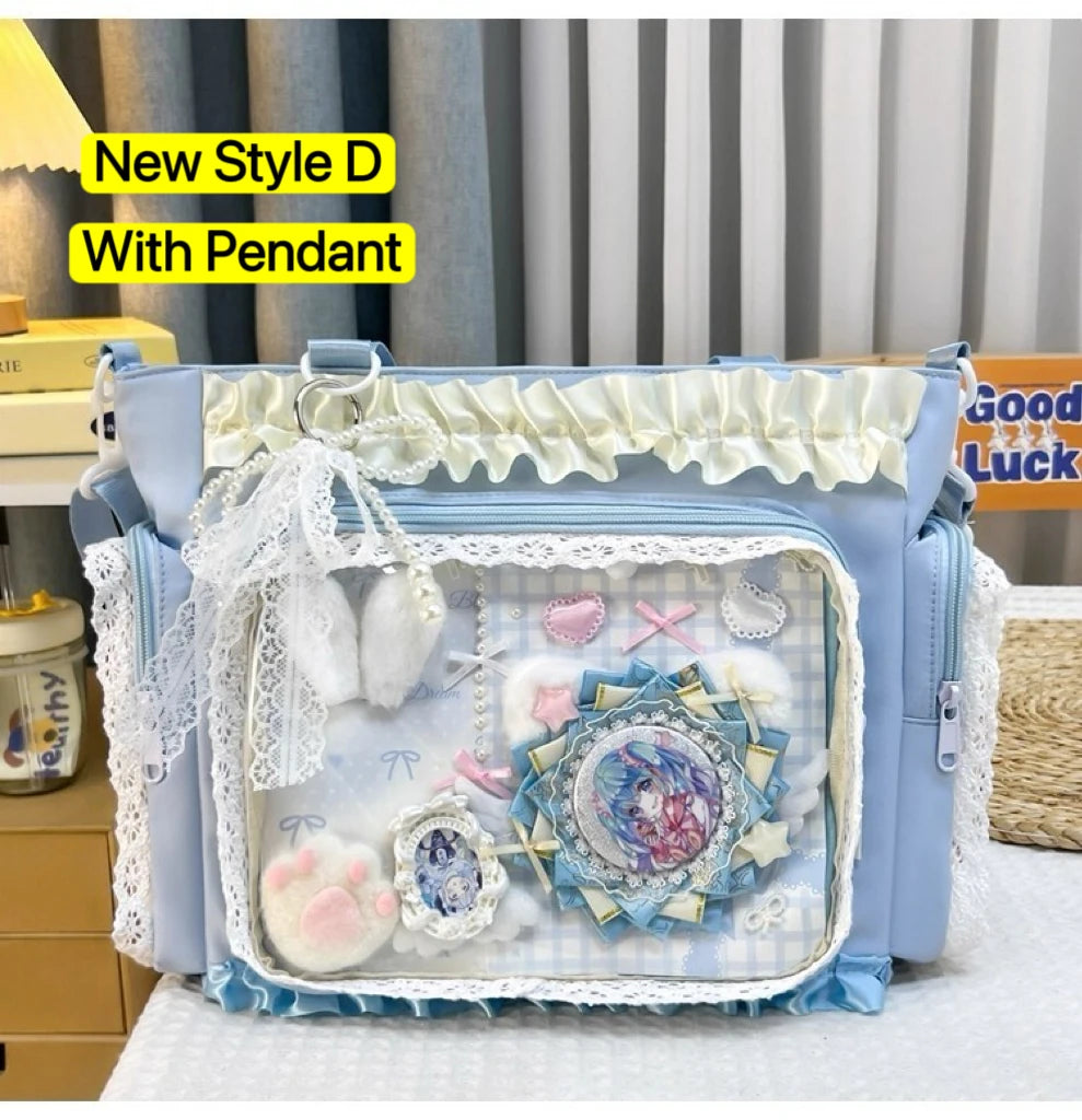 Neue Y2K Süße Japanische Ita Bag Lolita Mädchen Transparente Umhängetasche Große Kapazität Umhängetasche Lässige Tasche DIY Display Handtaschen