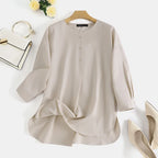 ZANZEA Mode Herbst Langarm Bluse Damen Weites Hemd Elegant Einfarbig OL Arbeitsplatten Lässig Locker Urlaub Arbeit Blusen Damen