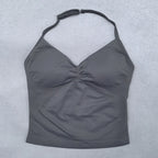 Verstellbares Sport-Neckholder-Oberteil Damen Rückenloses Gym-Top mit integriertem BH Yoga-Kleidung Ärmellose Shirts Workout-Outfits Tanktop