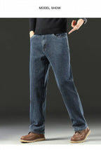 Herren Baggy Jeans Frühling und Herbst Lässige Gerade Stretch Vielseitige Weite Business Denim Hose Bequeme Loose Hose