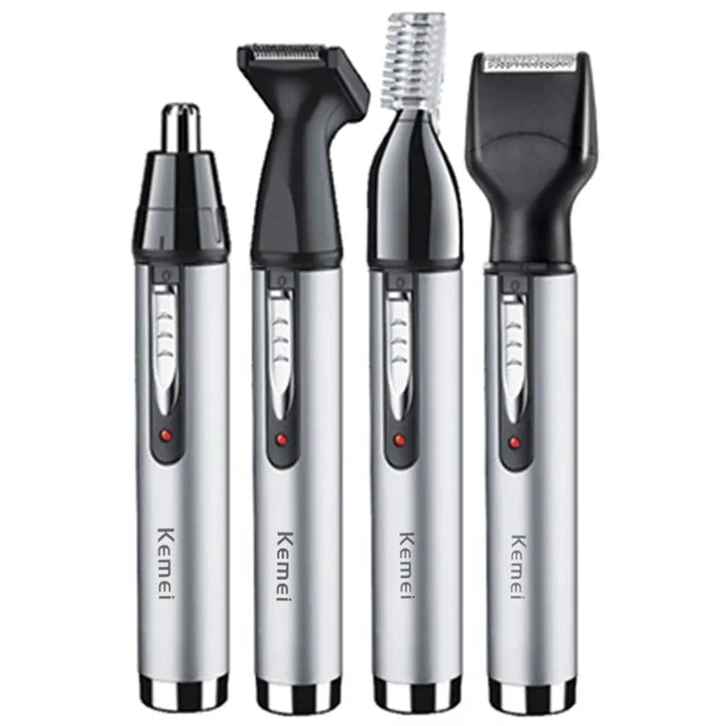 Kemei 4-in-1 Pflegeset Nasentrimmer Barttrimmer für Herren Elektrischer Augenbrauen- und Nasenhaartrimmer Nasen- und Ohrenmaschine wiederaufladbar
