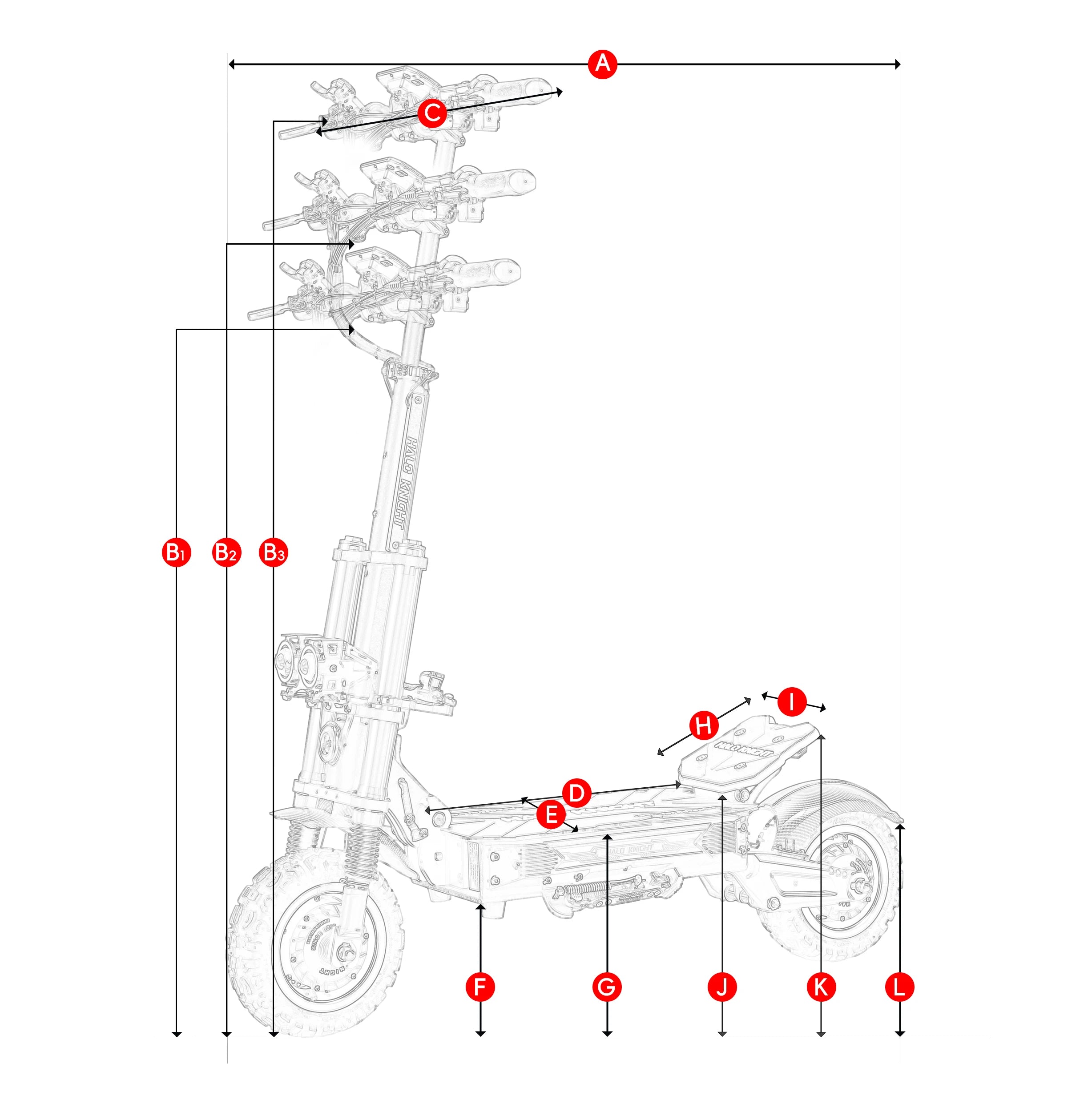 Neuer HALO KNIGHT T107Pro Smart E-Scooter für Erwachsene, großes Display, 60V 38.4Ah Akku, 3000W Dualmotor, 95KM/H Leistungsstarker Elektroroller