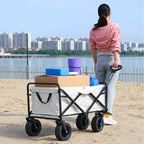 Bollerwagen mit großer Tragfähigkeit, faltbarer Bollerwagen für Garten und Strand, Campingausrüstung mit Getränkehaltern