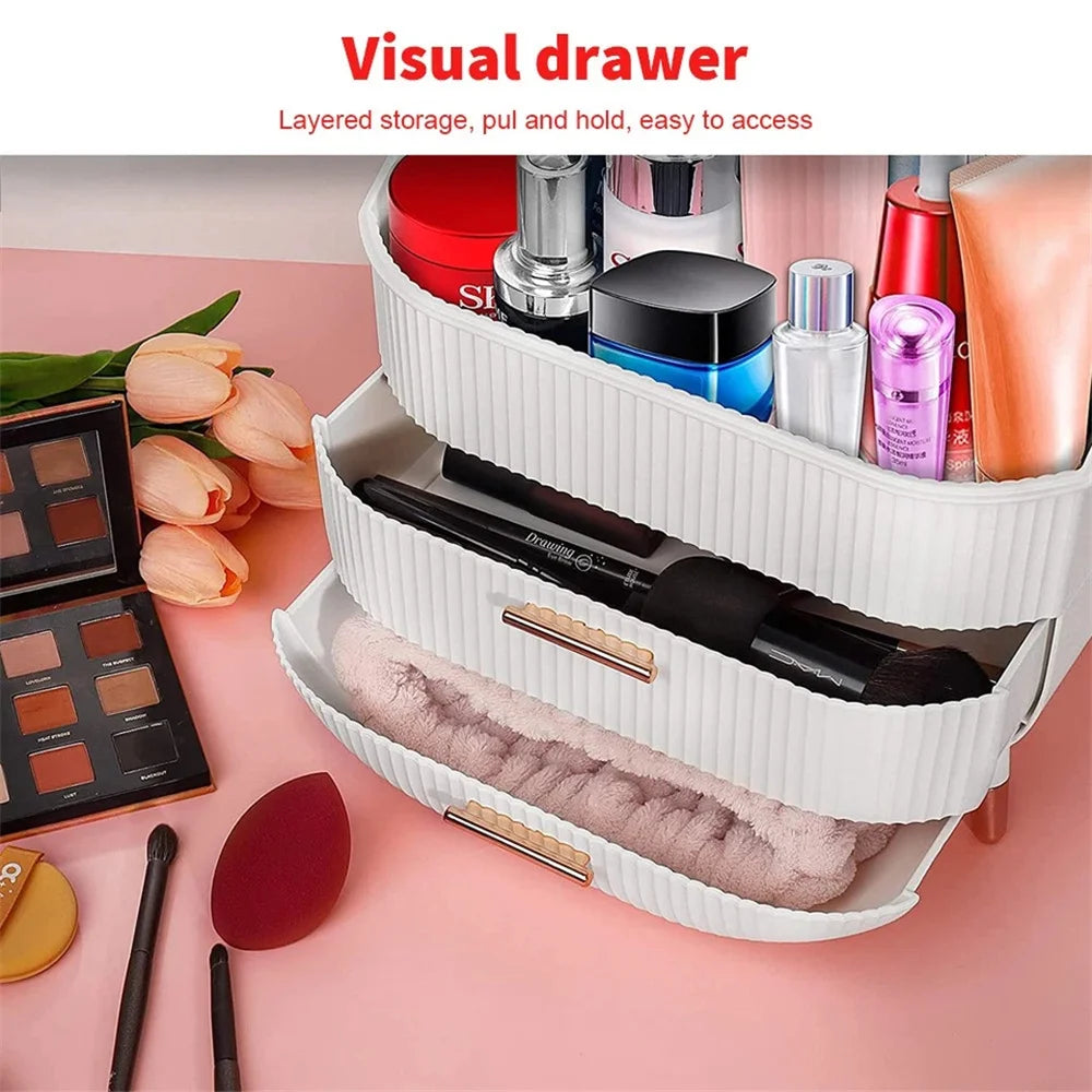 Make-up-Organizer Bad Großes Kosmetik-Schminkkoffer-Box 2 Schubladen Hautpflege-Aufbewahrung Zuhause Hautpflege Make-up-Aufbewahrungsschublade