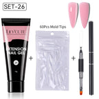 LILYCUTE 15ml Verlängerungsgel-Nagellack-Set Quick Nail Prolong mit Verlängerungsform-Nagelspitzen Acryl-Lösung Maniküre-Werkzeug-Kit