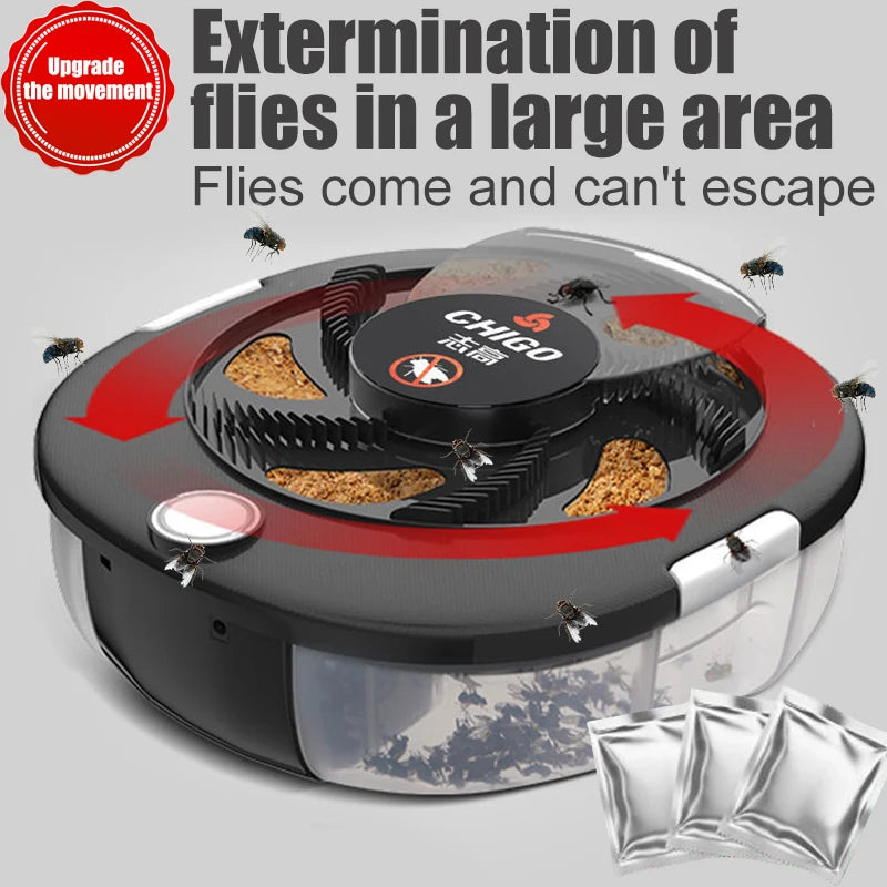 CHIGO Flycatcher Rechargeable/USB Electric Fly Trap Safety Indoor Flytrap Outdoor Insect Pest Catching Tool For Kitchen Garden Main image