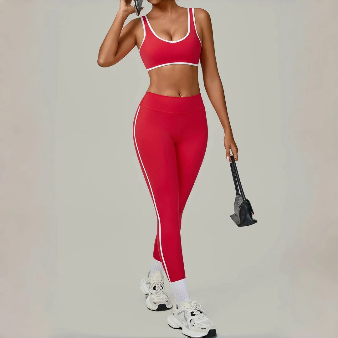 2PCS Damen Yoga-Set Hohe Taille Peach Hip Herausnehmbare Polsterung Sport-BH Hose Fitnessanzug Laufen Workout Gym Leggings Yoga-Set