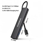 FORIDA USB-Hub Typ C 10 Gbit/s USB-C-Splitter PD 100 W Stromladung USB 3.2 Gen2 Adapter für Laptop MacBook Desktop Tablet