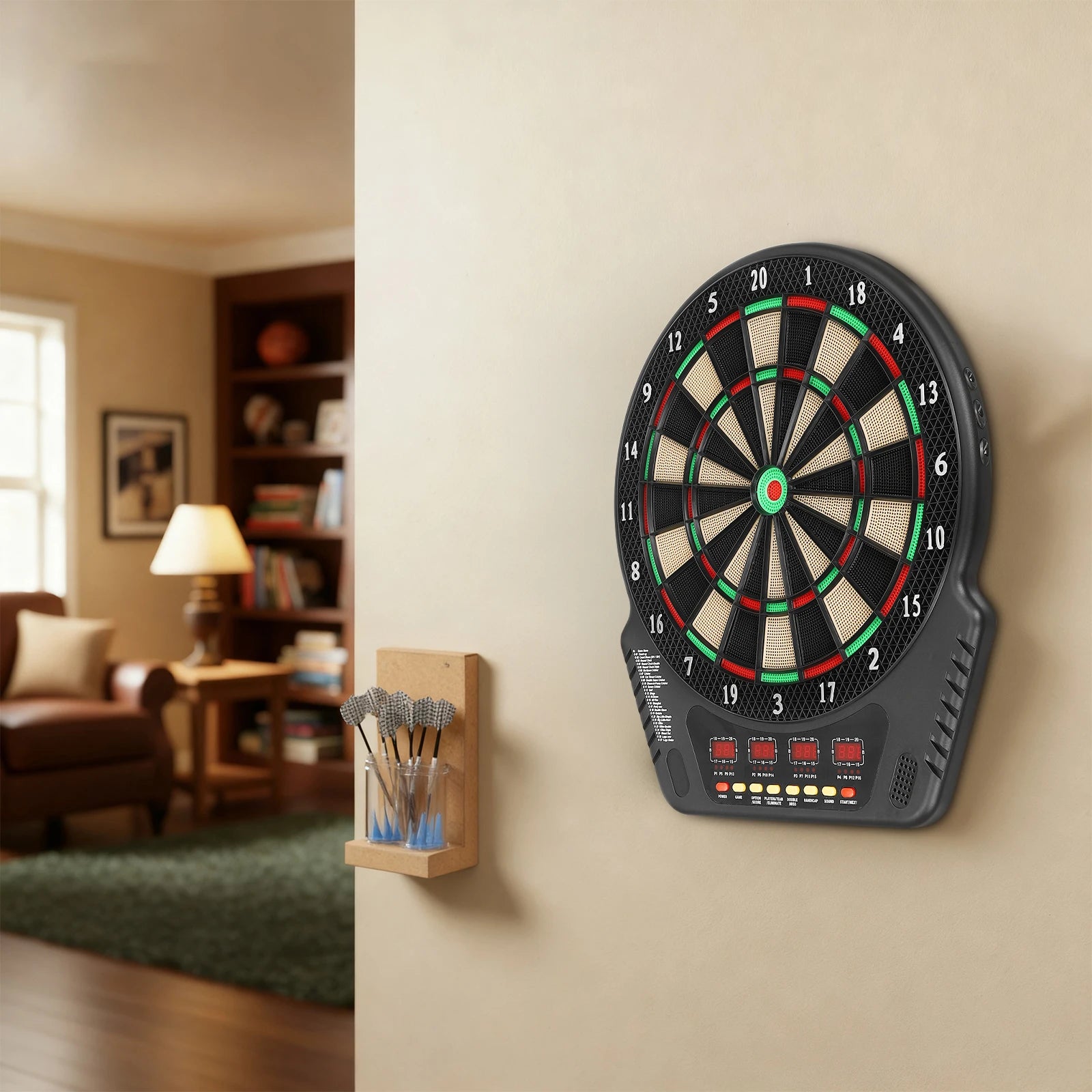 Elektronische Dartscheibe mit 6 Darts Dartboard Innovativer Dartautomat mit 27 Spielmodi & 243 Varianten unterstützt bis zu 16 Spieler